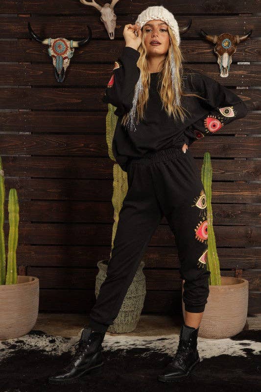 Black Red Evil Eye Sweater