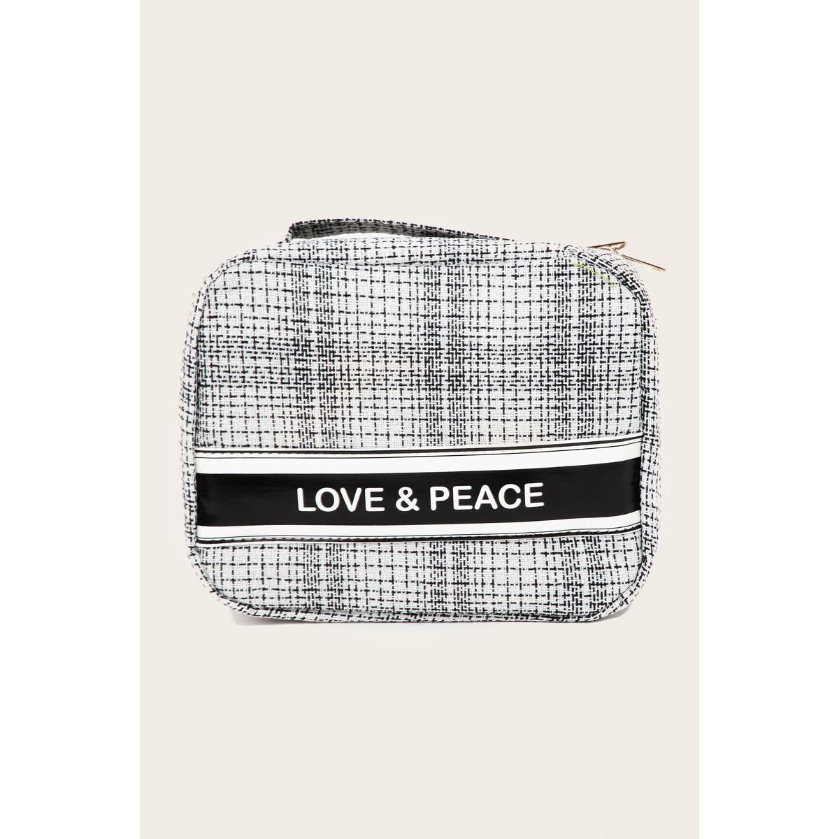 Love And Peace Striped Cosmetic Bag