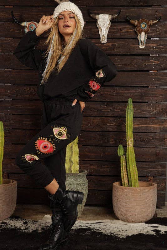 Black Red Evil Eye Sweater