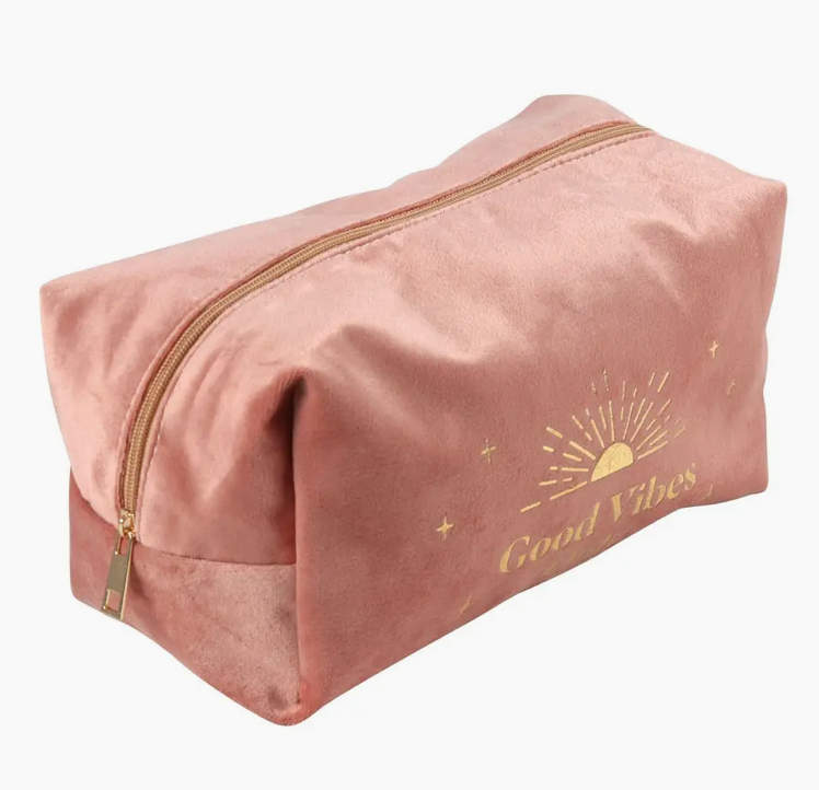 Good Vibes Only Velvet Toiletry Bag