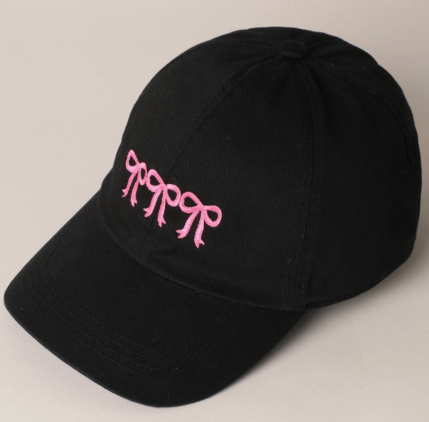 Triple Bow Embroidered Baseball Cap