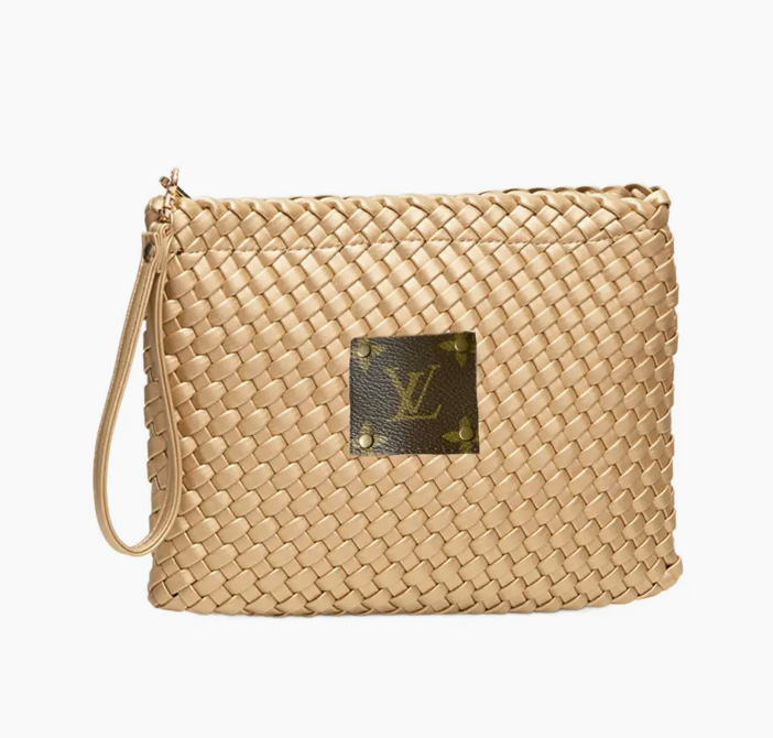 LV Upcycled Basketweave Wristlet Clutch