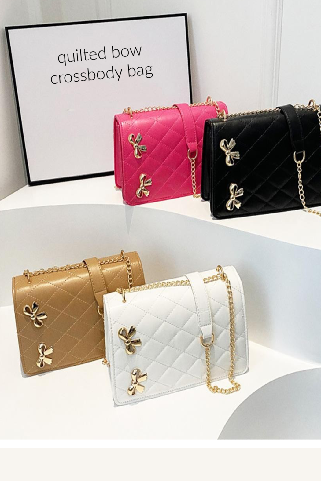 Quilted Bow Crossbody Shoulder Bag