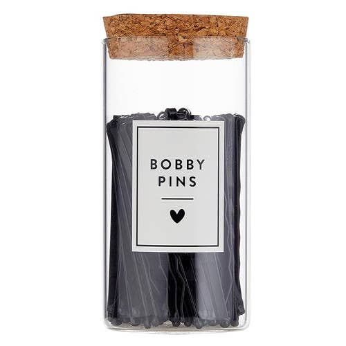 Black Bobby Pins in Jar - Large (75pcs)