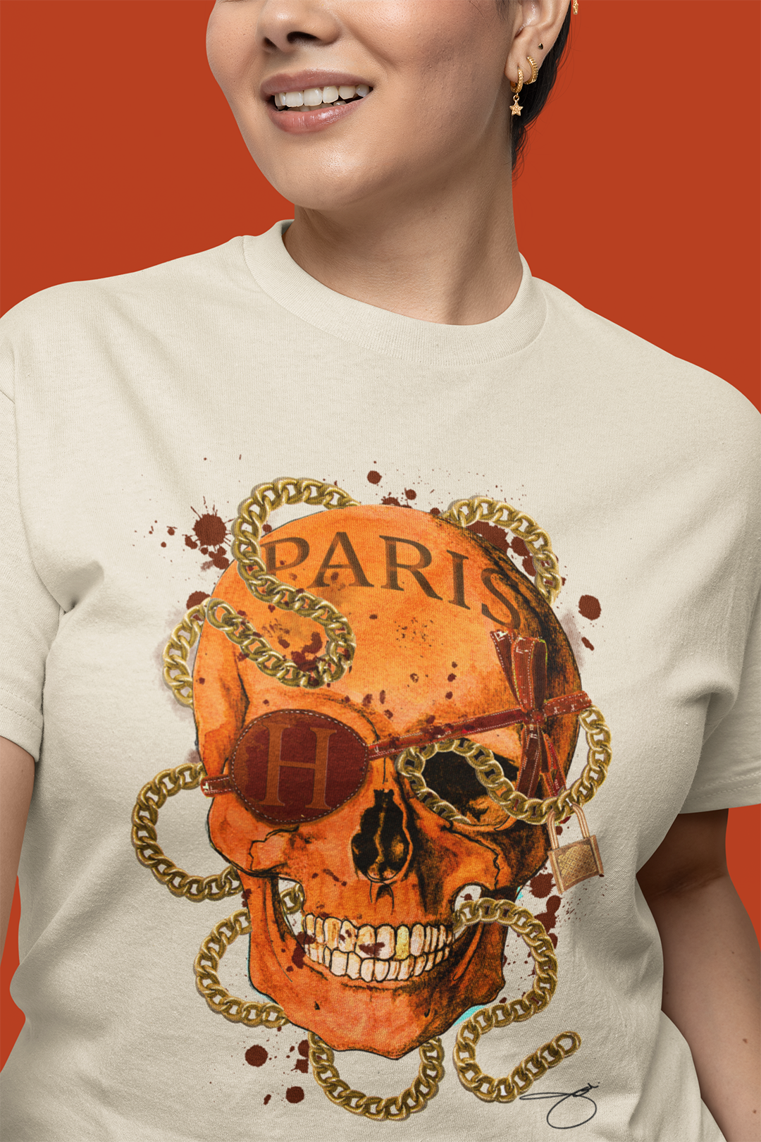 Orange Skull Crewneck Sweatshirt