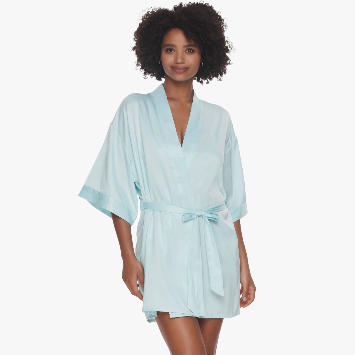 Bridal Blue Satin Kimono