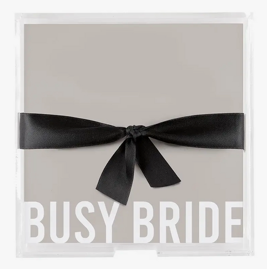 Square Notepaper in Acrylic Tray - Busy Bride