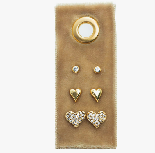 Heart Velvet Stud Gift Set