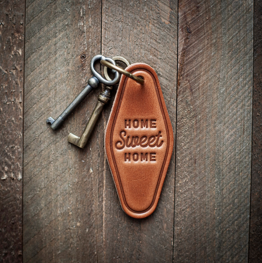 Home Sweet Home Leather Keychain Motel Style