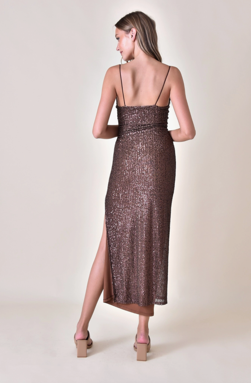 Sequin Maxi Dress with Side Slit