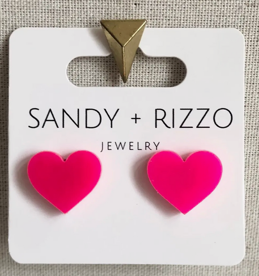 Hot Pink Heart Stud