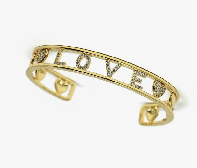 Gold and Crystal Cuff - Love