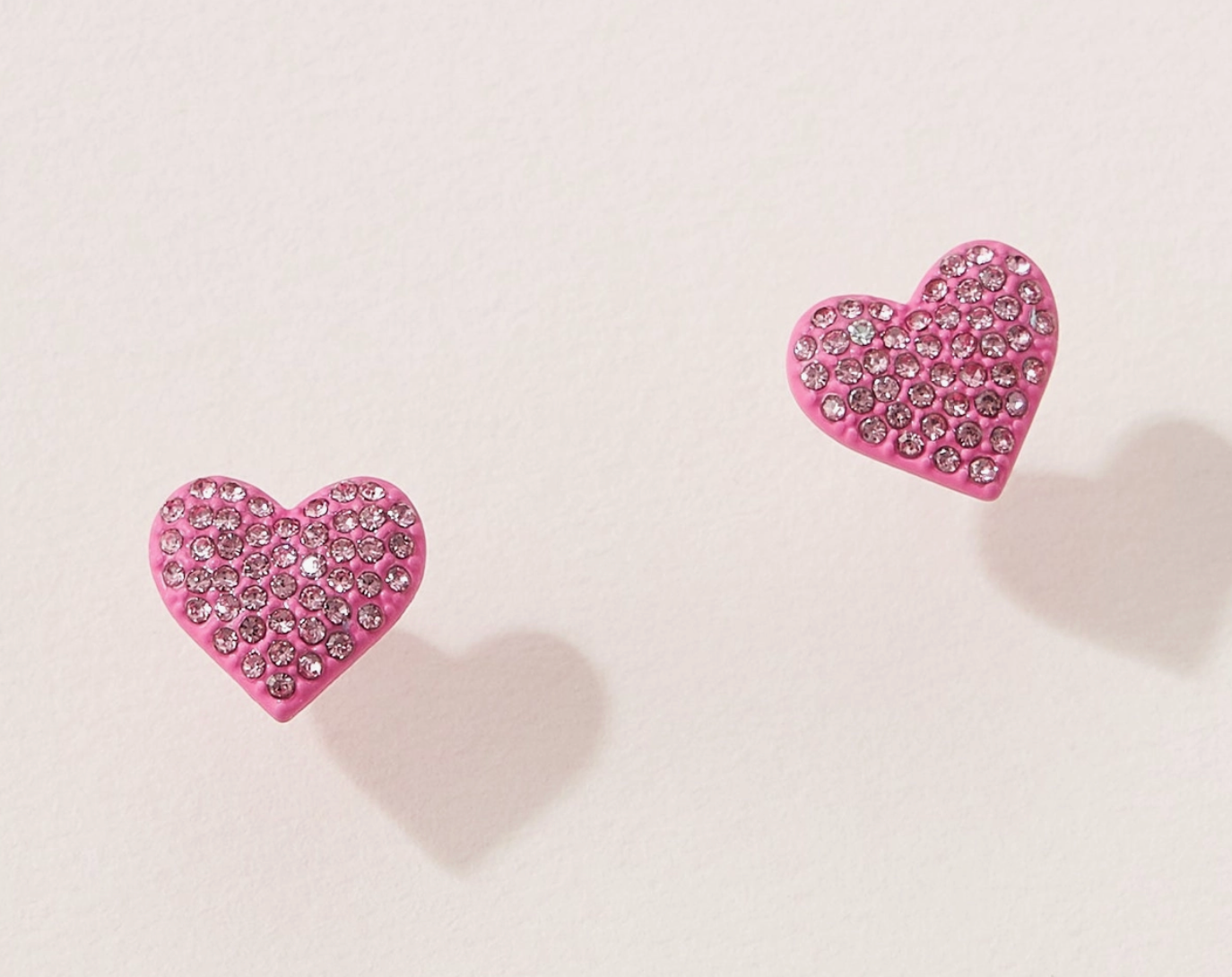 Pink Heart Earring with Cz Stones