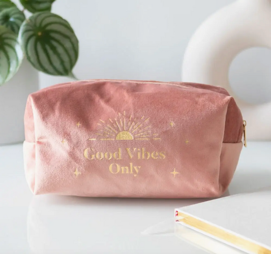 Good Vibes Only Velvet Toiletry Bag