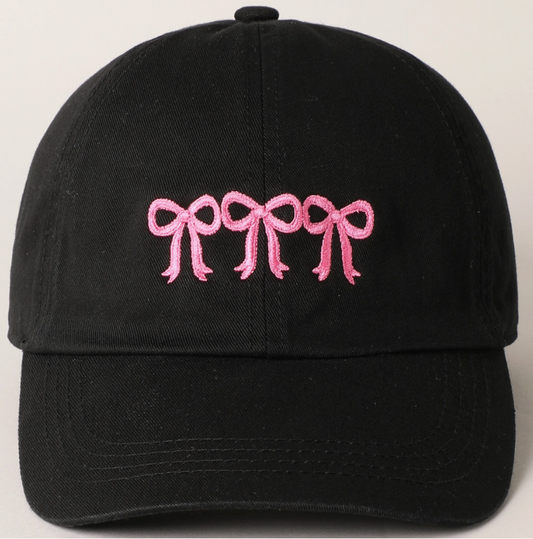 Triple Bow Embroidered Baseball Cap