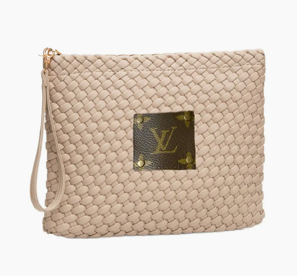 LV Upcycled Basketweave Wristlet Clutch