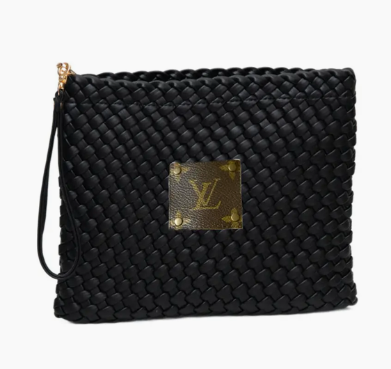 LV Upcycled Basketweave Wristlet Clutch