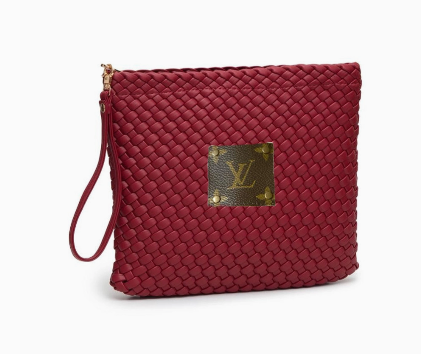 LV Upcycled Basketweave Wristlet Clutch