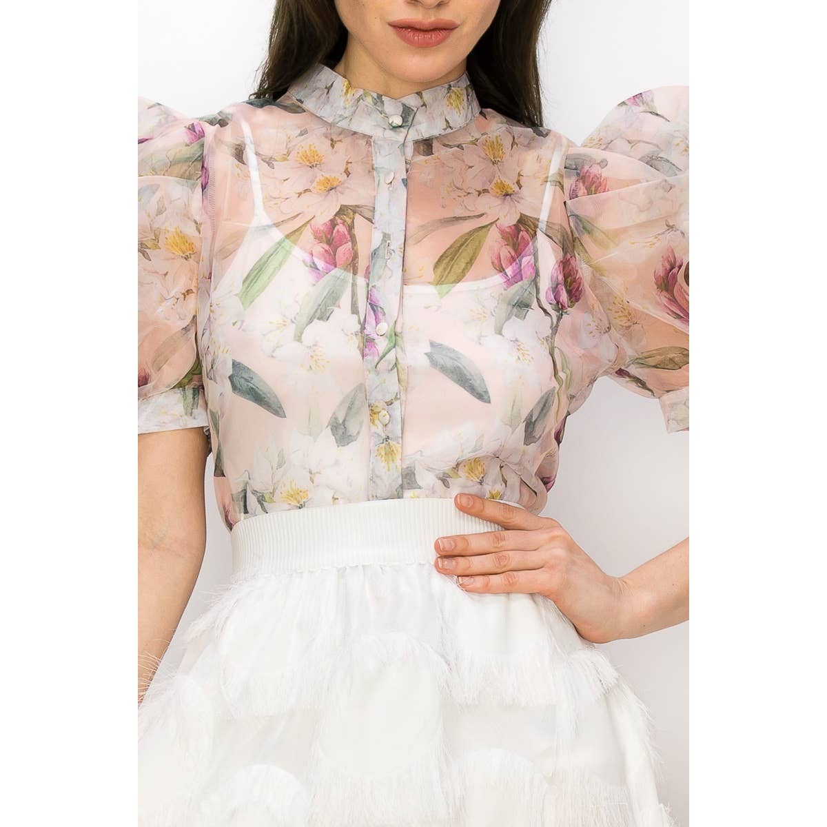 Organza Floral Top