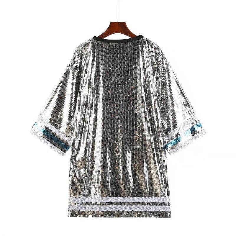 Philadelphia Eagles Silver Sequin Shirt Dress