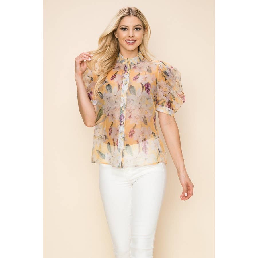 Organza Floral Top